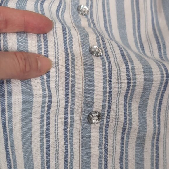 Guess Tie Front Striped Dress Rhinestone Logo Jewel Buttoned Spring Summer - Picture 6 of 11